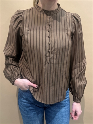 A Moi Oslo L/S blouse Brown stripes